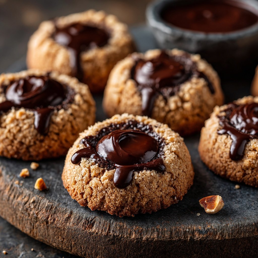 Chocolate Hazelnut Thumbprint Cookies