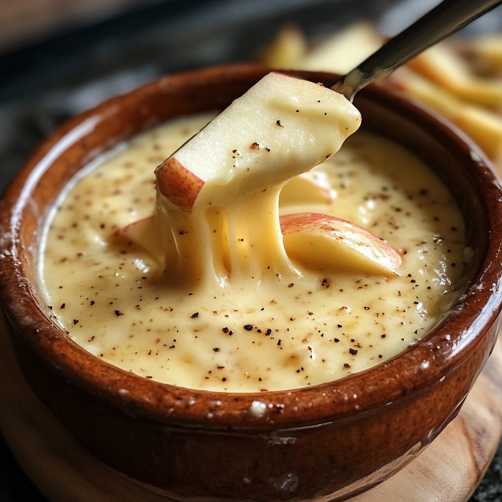 Fondue with Cheddar and Apple