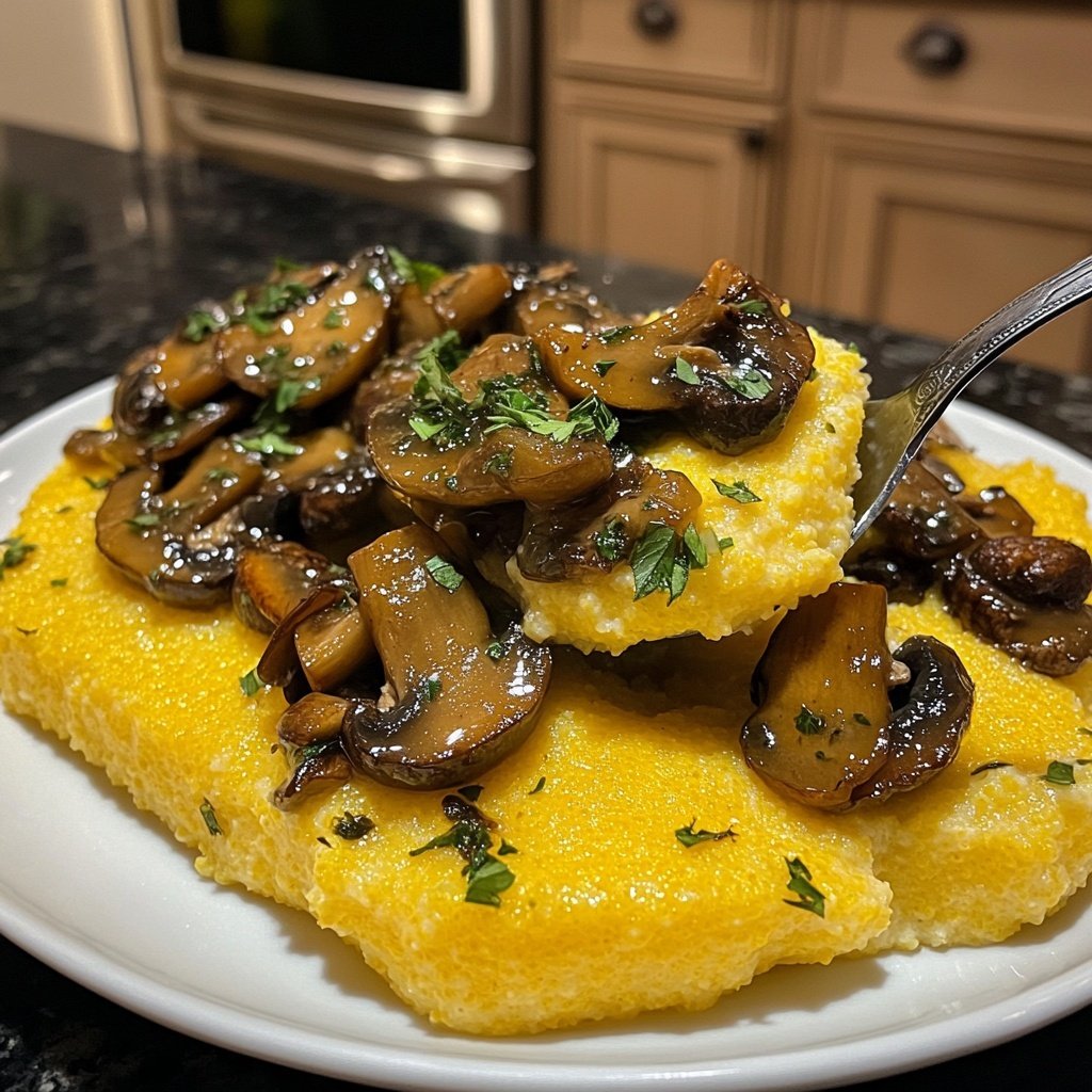 Romantic Creamy Polenta with Mushrooms