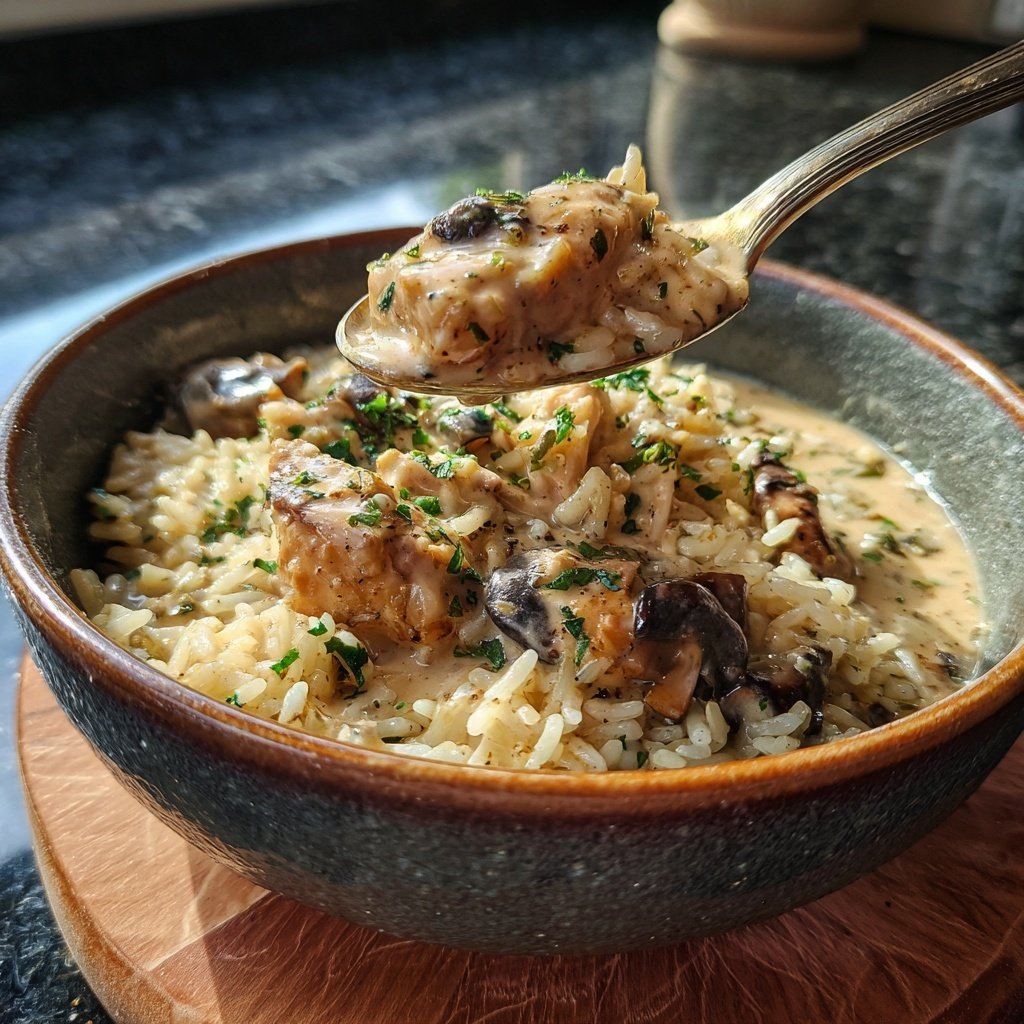 Creamy Mushroom Chicken Rice