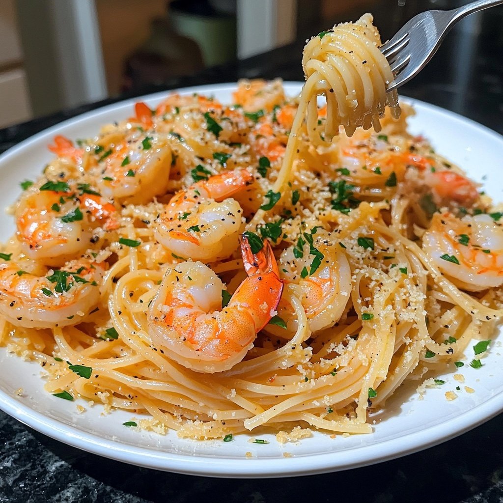 15-Minute Garlic Shrimp Pasta