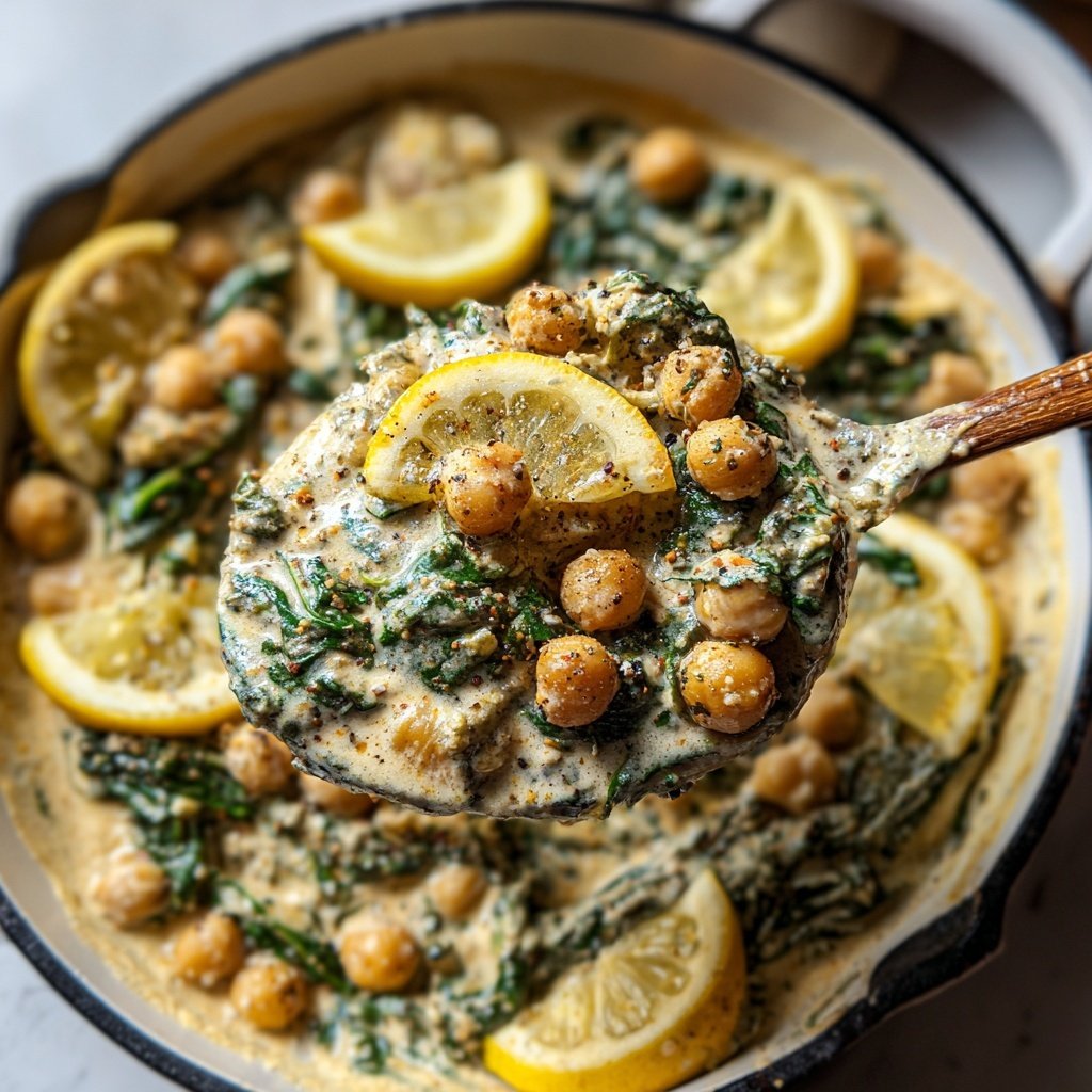 Creamy Lemon Chickpea Skillet