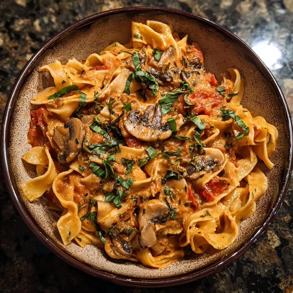 Romantic Creamy Tomato Mushroom Pasta