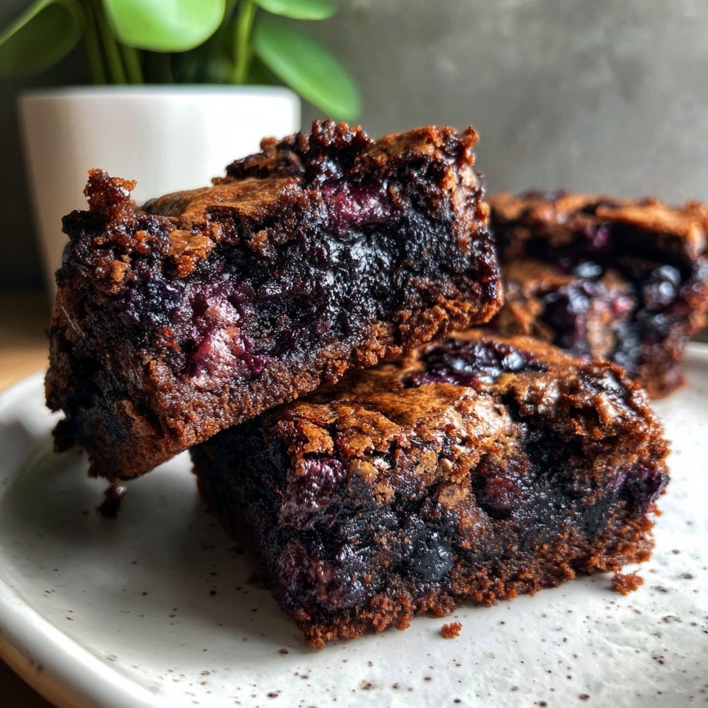 Cottage Cheese Brownies with Blueberry Swirl