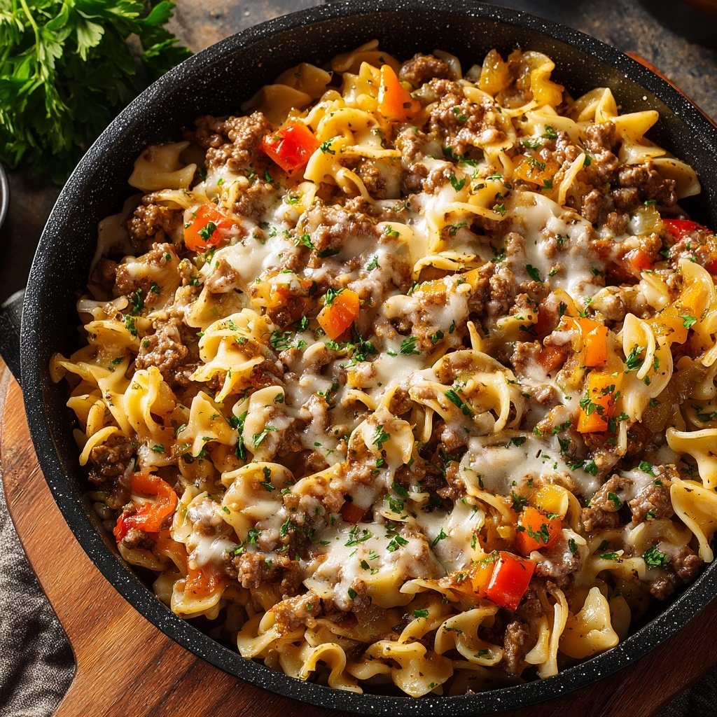 Ground Beef And Noodle Skillet