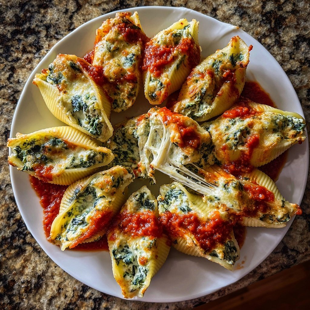 Creamy Spinach And Ricotta Stuffed Shells