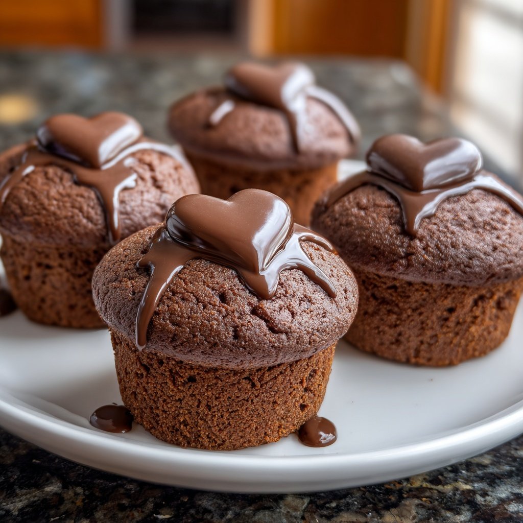 Chocolate Cupcakes with Heart Toppers