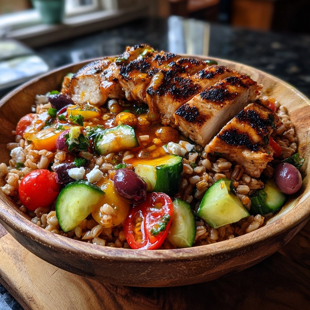 Mediterranean Farro Bowl With Chicken